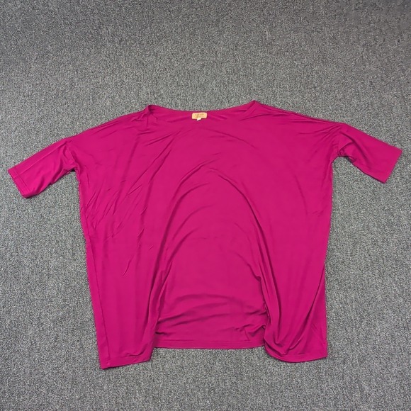 Piko 1988 Boho Oversized Batwing Top Medium Magenta Bamboo Relaxed Boat Neck — photo 2